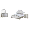Nive 4pc King Bedroom Set | Silver | Ivory Channel Tufted Upholstery