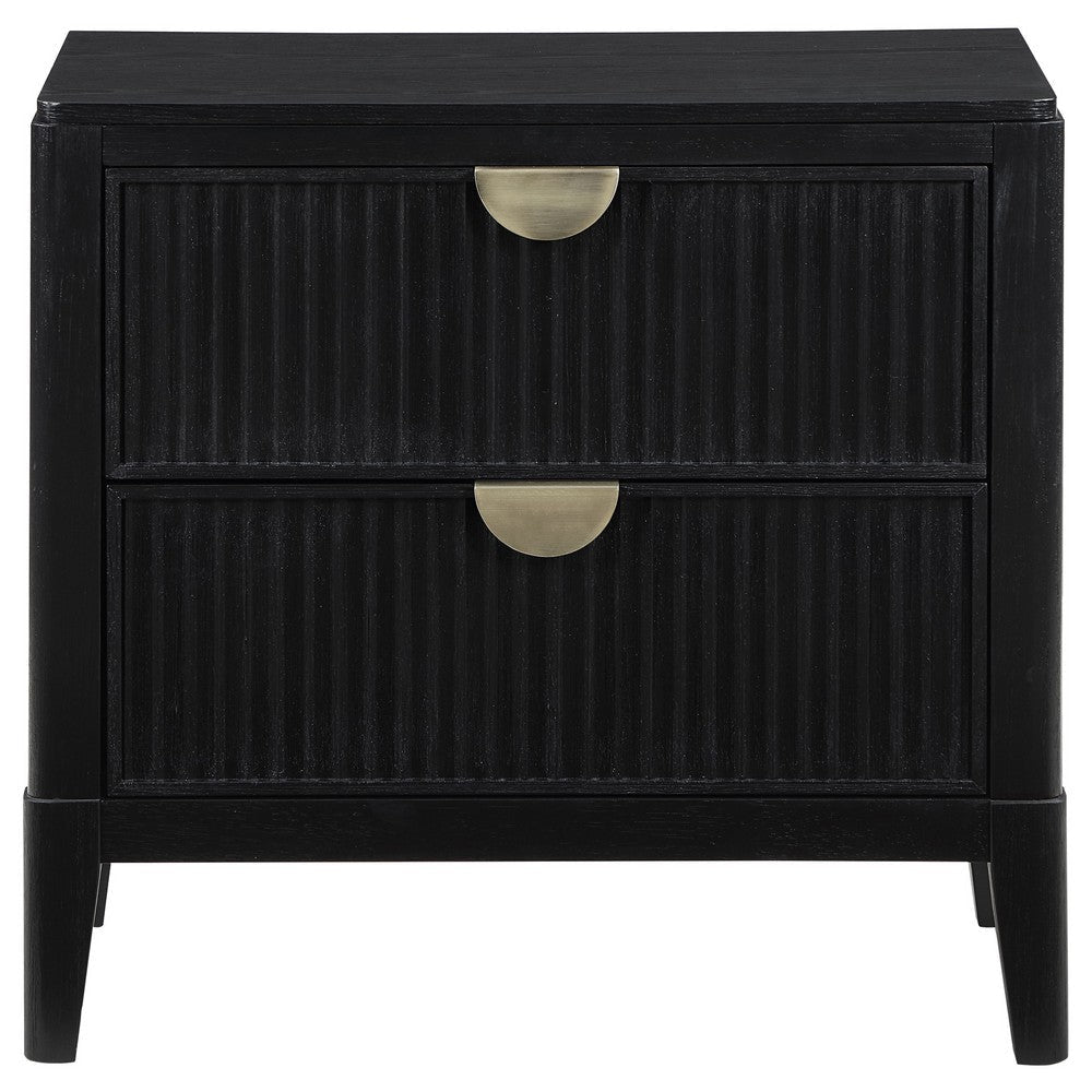 Jack 4pc Queen Bedroom Set | Fluted Black Wood | Dresser and Mirror