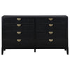 Jack 4pc Queen Bedroom Set | Fluted Black Wood | Dresser and Mirror