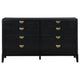Jack 4pc Queen Bedroom Set | Fluted Black Wood | Dresser and Mirror