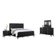 Jack 4pc Queen Bedroom Set | Fluted Black Wood | Dresser and Mirror