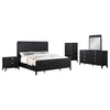 Jack 5pc Queen Bedroom Set | Fluted Black Wood | Dresser Chest Mirror