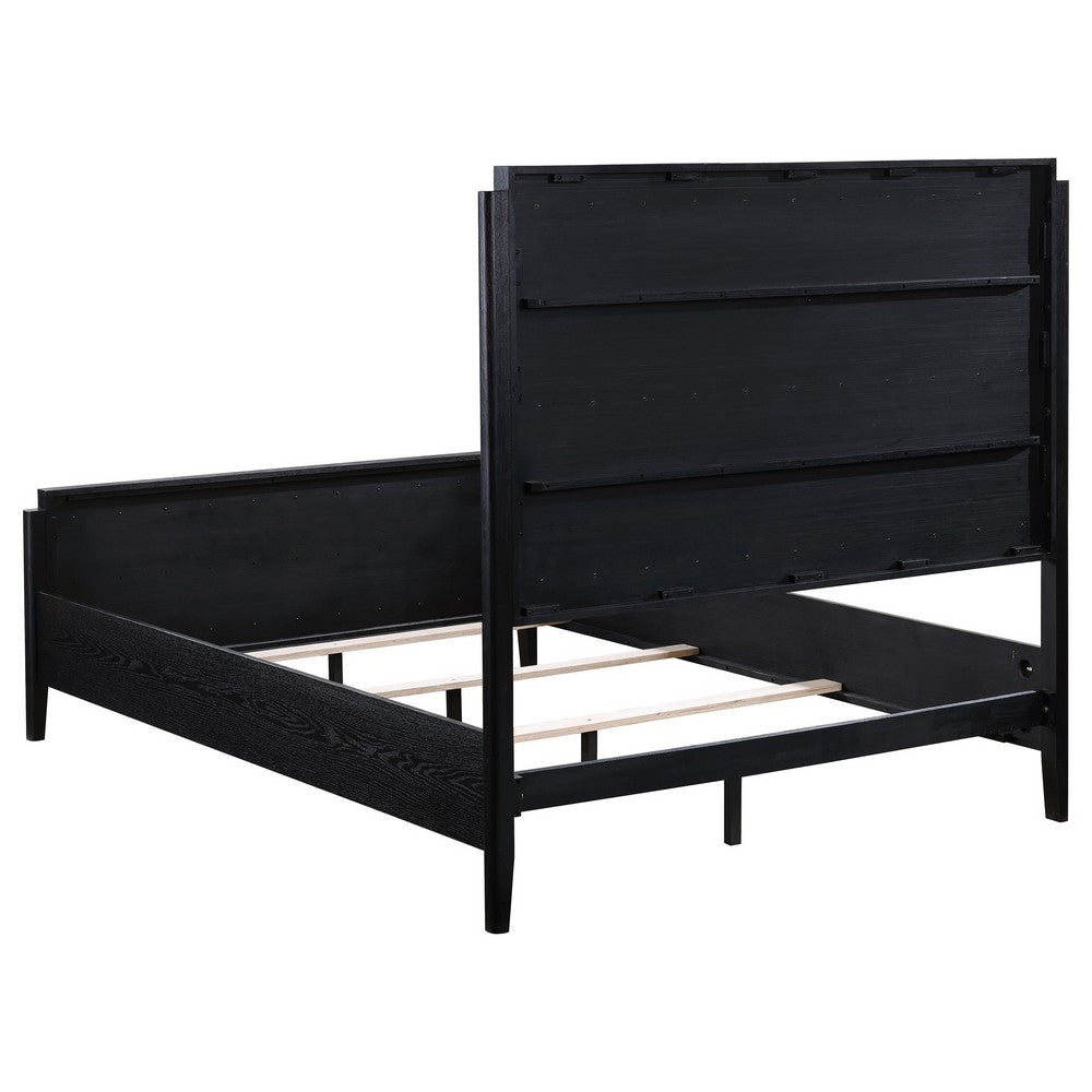 Jack 4pc Queen Bedroom Set | Black | Vertical Tufted Ivory Upholstery