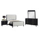 Jack 4pc Queen Bedroom Set | Black | Vertical Tufted Ivory Upholstery