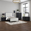 Jack 5pc Queen Bedroom Set | Black | Vertical Tufted Ivory Upholstery