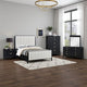 Jack 5pc Queen Bedroom Set | Black | Vertical Tufted Ivory Upholstery
