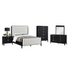 Jack 5pc Queen Bedroom Set | Black | Vertical Tufted Ivory Upholstery