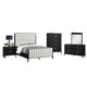 Jack 5pc Queen Bedroom Set | Black | Vertical Tufted Ivory Upholstery