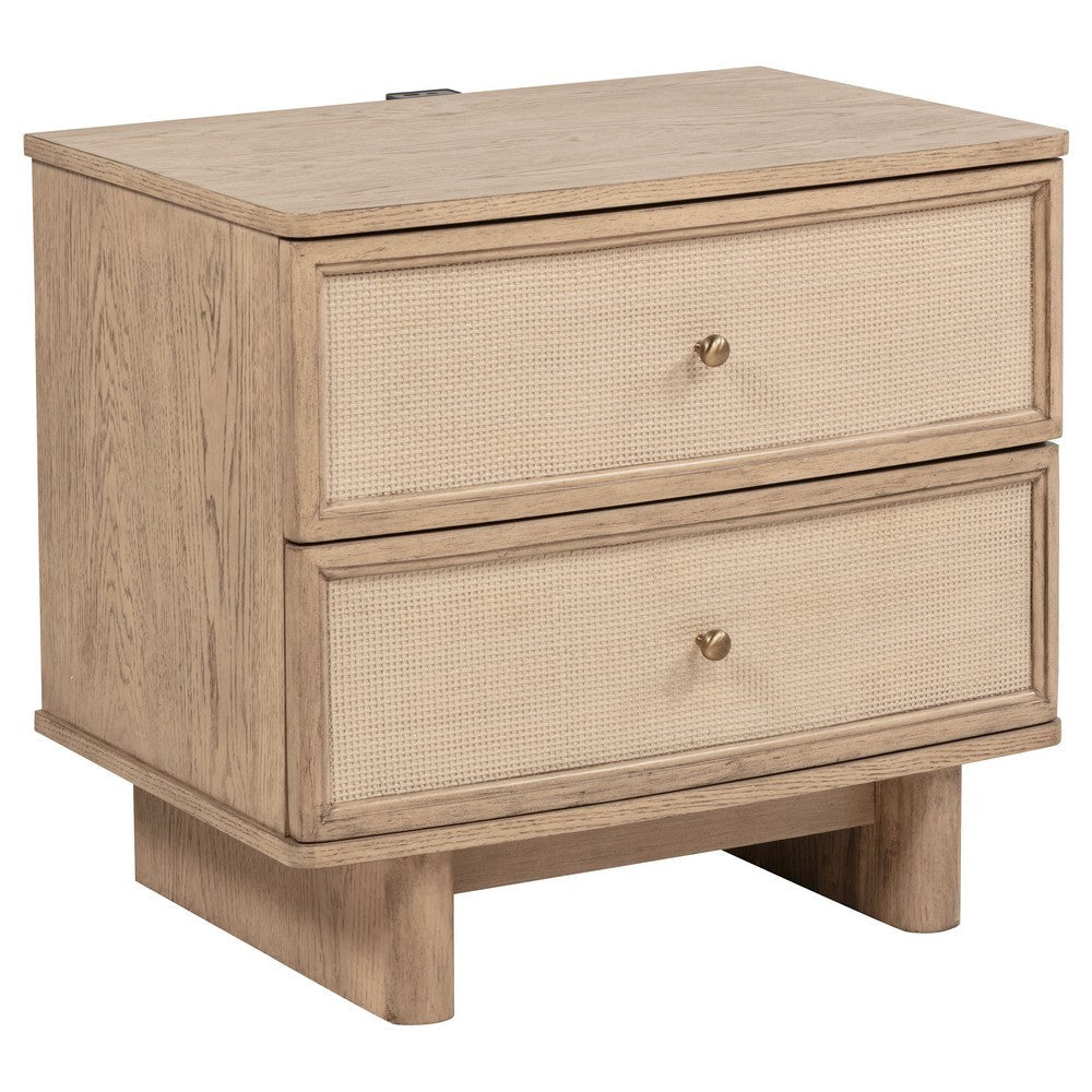 Lno 4pc Queen Bedroom Set | Resin Cane | Beige Wood | Beige Upholstery