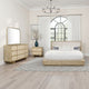 Lno 4pc Queen Bedroom Set | Resin Cane | Beige Wood | Beige Upholstery