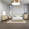 Lno 5pc Queen Bedroom Set | Resin Cane | Beige Wood | Beige Upholstery