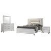 Mory 4pc Queen Bedroom Set | Herringbone Graphic Pattern | White Wood