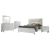 Mory 5pc Queen Bedroom Set | Herringbone Graphic Pattern | LED | White