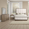 Lyni 4pc Tall Queen Bedroom Set | Brown | Grid Tufted Ivory Upholstery