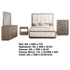 Lyni 5pc Tall Queen Bedroom Set | Brown | Grid Tufted Ivory Upholstery