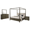 Seon 4pc Queen Bedroom Set | Dark Brown Solid Wood | Canopy Style Bed