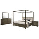 Seon 4pc Queen Bedroom Set | Dark Brown Solid Wood | Canopy Style Bed