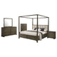 Seon 5pc Queen Bedroom Set | Dark Brown Solid Wood | Canopy Style Bed