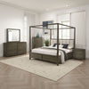 Seon 5pc Queen Bedroom Set | Dark Brown Solid Wood | Canopy Style Bed