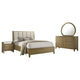 Heon 4pc Queen Bedroom Set | Beige Tufted Headboard | Natural Brown