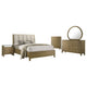 Heon 5pc Queen Bedroom Set | Beige Tufted Headboard | Natural Brown