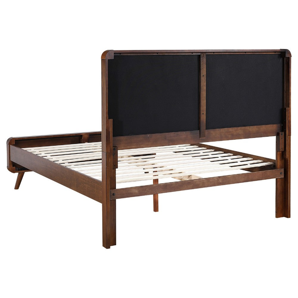Ryb 4pc Bedroom Set w Queen Bed | Walnut Brown | Dark Gray Upholstery