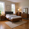 Ryb 5pc Bedroom Set w Queen Bed | Walnut Brown | Dark Gray Upholstery