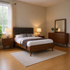 Ryb 4pc Bedroom Set w King Bed | Walnut Brown | Dark Gray Upholstery