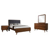 Ryb 4pc Bedroom Set w King Bed | Walnut Brown | Dark Gray Upholstery