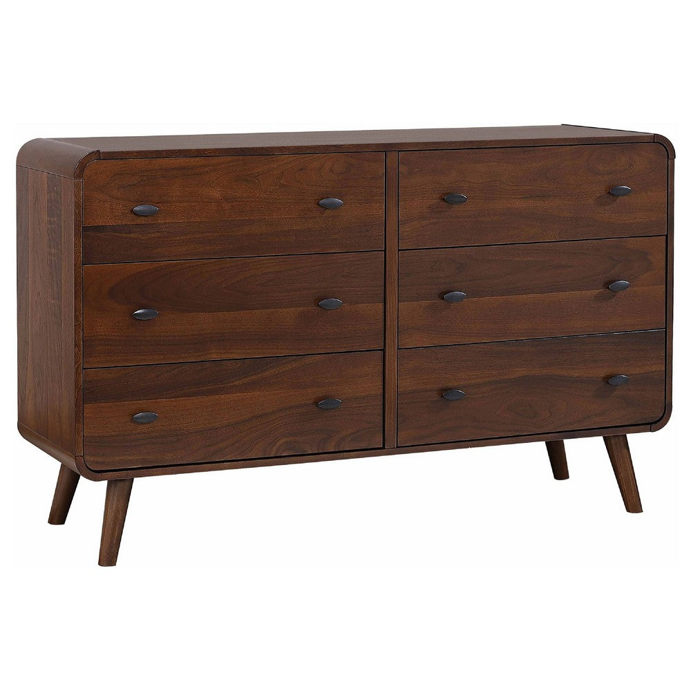 Ryb 5pc Bedroom Set w King Bed | Walnut Brown | Dark Gray Upholstery