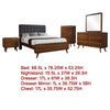 Ryb 5pc Bedroom Set w King Bed | Walnut Brown | Dark Gray Upholstery