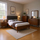 Ryb 5pc Bedroom Set w King Bed | Walnut Brown | Dark Gray Upholstery