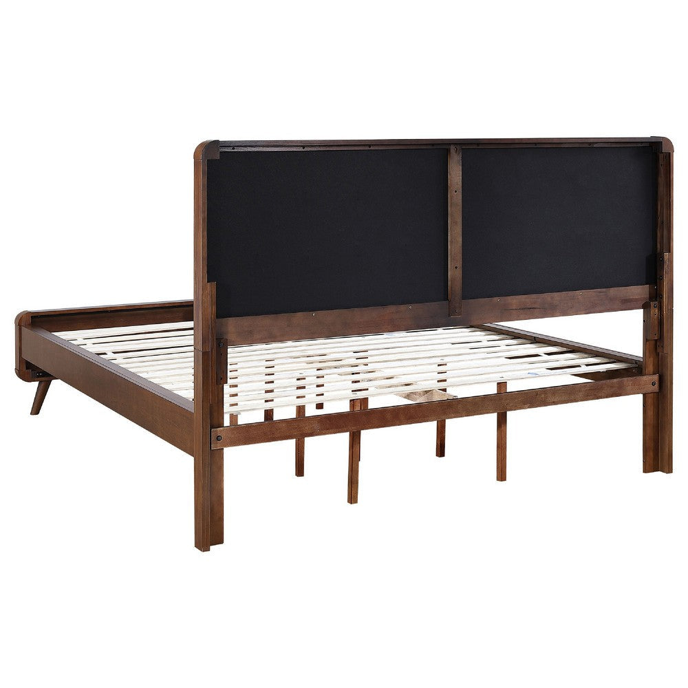 Ryb 4pc Bedroom Set w Cal King | Walnut Brown | Dark Gray Upholstery