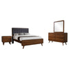 Ryb 4pc Bedroom Set w Cal King | Walnut Brown | Dark Gray Upholstery