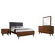 Ryb 4pc Bedroom Set w Cal King | Walnut Brown | Dark Gray Upholstery