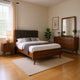 Ryb 4pc Bedroom Set w Cal King | Walnut Brown | Dark Gray Upholstery