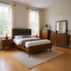 Ryb 5pc Bedroom Set w Cal King | Walnut Brown | Dark Gray Upholstery