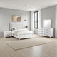 Leva 4pc Queen Bed Set with Dresser and Mirror | Distressed White
