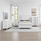 Leva 5pc Queen Bed Set | Dresser Chest and Mirror | Distressed White