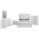 Leva 5pc Queen Bed Set | Dresser Chest and Mirror | Distressed White