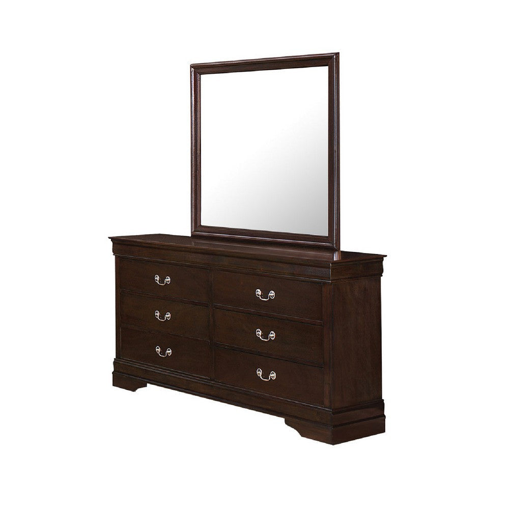 Nim 4pc Queen Sleigh Bedroom Set | Nickel Drop Handles | Dark Brown