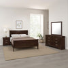 Nim 4pc Queen Sleigh Bedroom Set | Nickel Drop Handles | Dark Brown