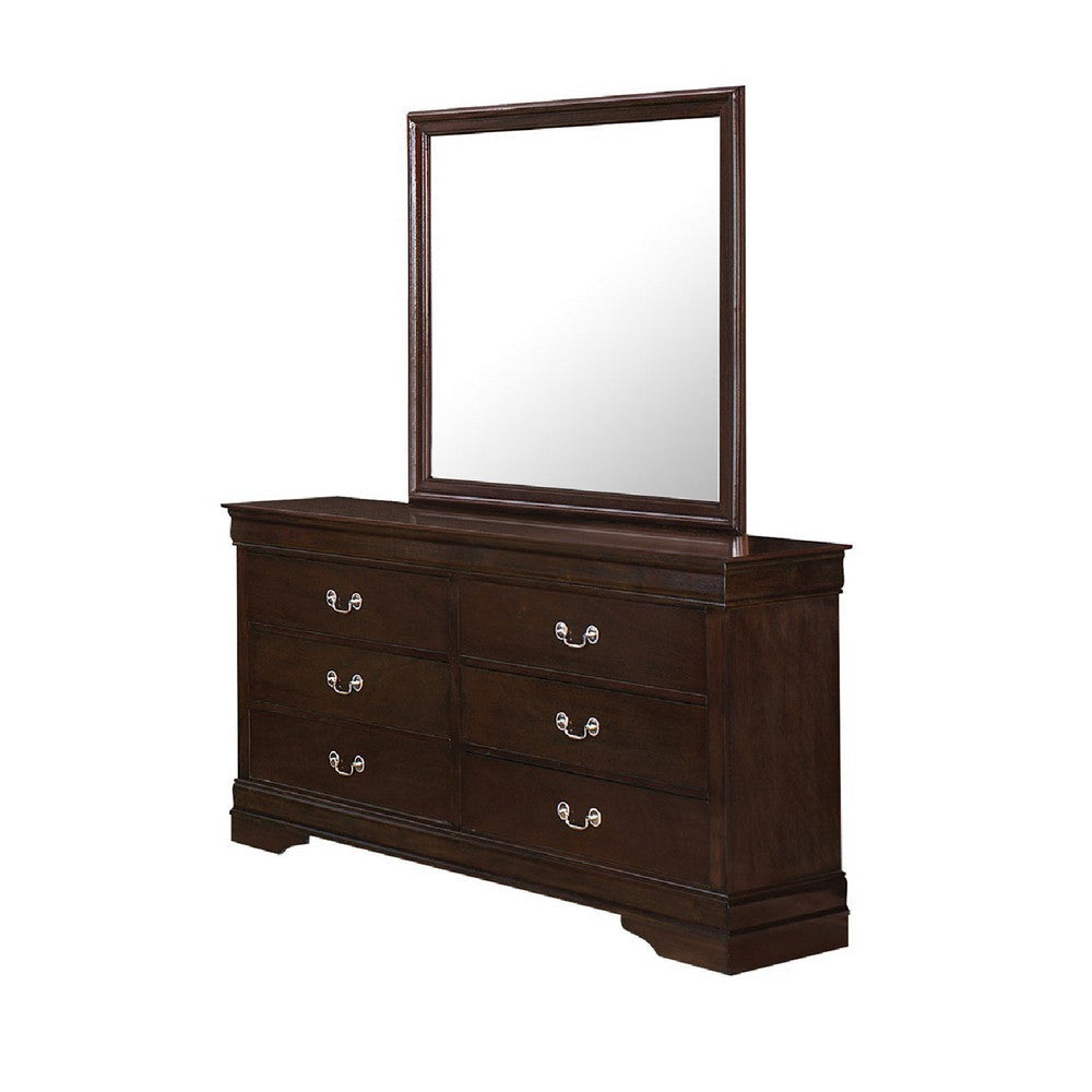 Nim 5pc Queen Sleigh Bedroom Set | Nickel Drop Handles | Dark Brown