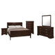 Nim 5pc Queen Sleigh Bedroom Set | Nickel Drop Handles | Dark Brown