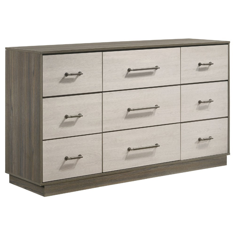 Fene 5pc Queen Bedroom Set | Gray | Brown | Headboard Bookcase