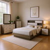 Fene 5pc Queen Bedroom Set | Gray | Brown | Headboard Bookcase