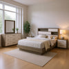Fene 5pc Queen Bedroom Set | Gray | Brown | Headboard Bookcase