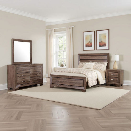 Bello 4pc Queen Bedroom Set | Transitional Washed Taupe Brown n Black