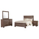 Bello 4pc Queen Bedroom Set | Transitional Washed Taupe Brown n Black