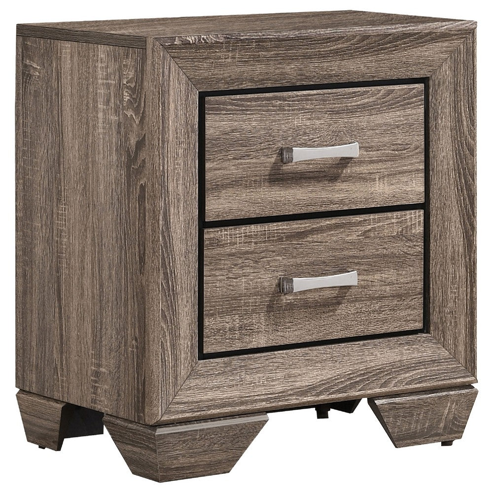 Bello 5pc Queen Bedroom Set | Transitional Washed Taupe Brown n Black
